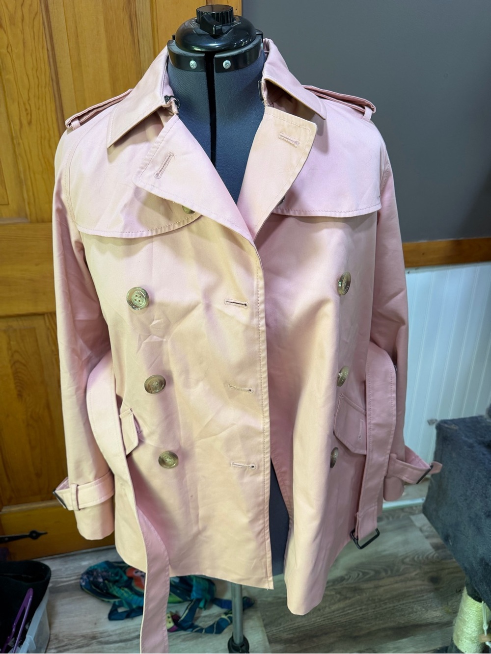 Coach Pink Double-Breasted Trench Coat